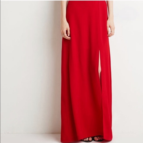 Cherry Red Front Slit Christmas dress - Picture 2 of 4