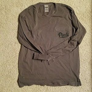 Army green PINK long sleeve boyfriend Tshirt