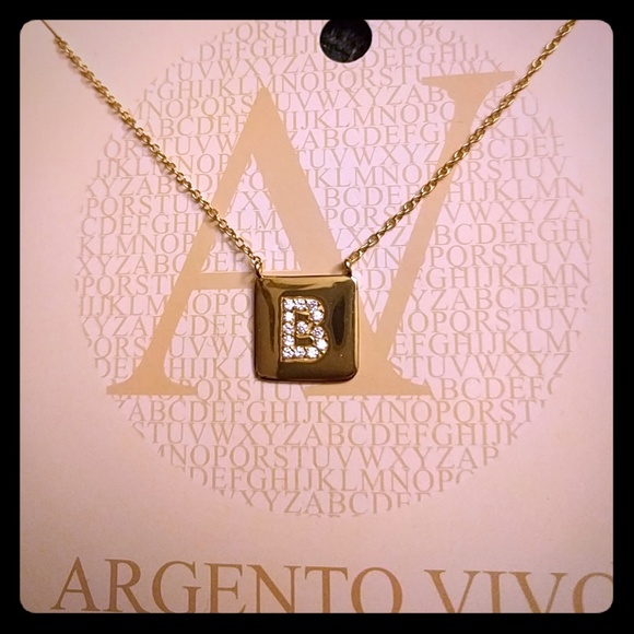 Argento vivo necklace initial B gold tone
