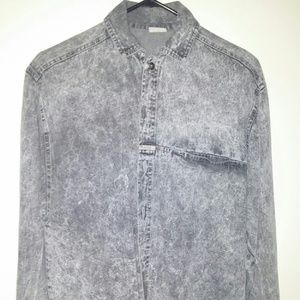 Gray button down shirt