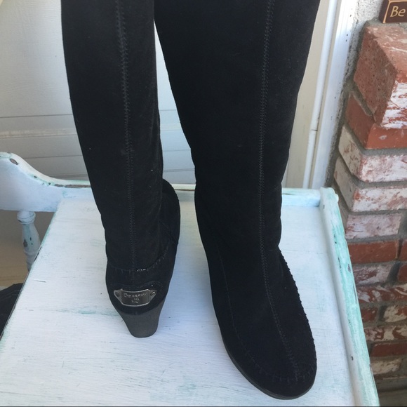 Bear paw knee high suede boot