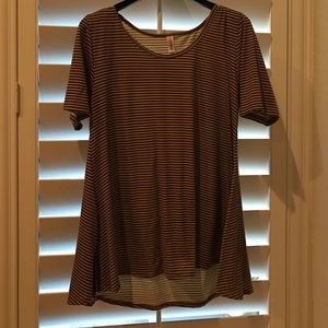 Lularoe Perfect T - tan & navy stripe