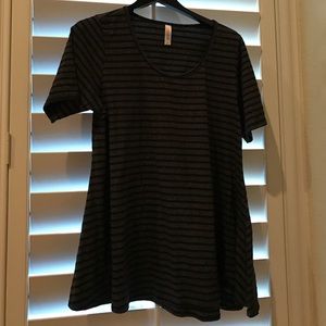 Lularoe perfect t - charcoal grey & black stripe