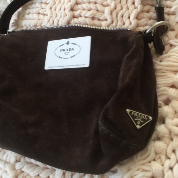Prada hobo bag brown suede
