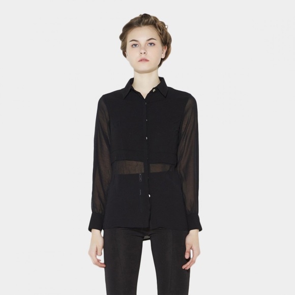 Haoduoyi  See-Through Black Shirt