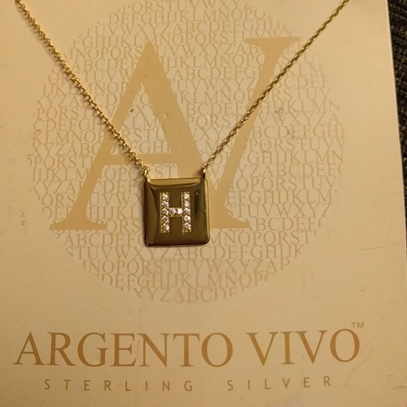 Argento vivo necklace gold tone.925 initial H