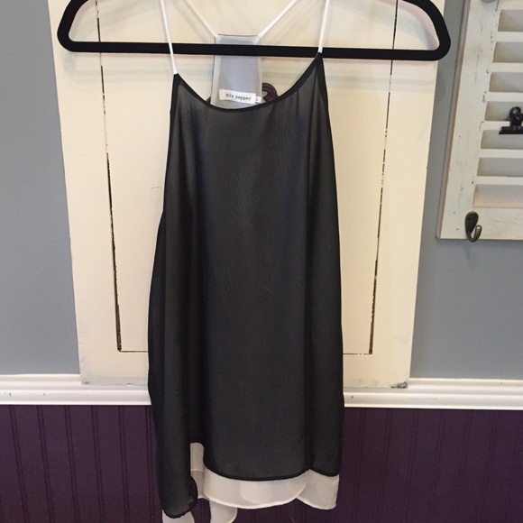 Black and white spaghetti strap tank top