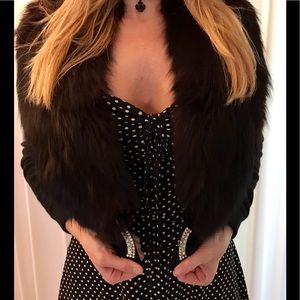 Vintage 40's Real Fox Fur Collar Pin Up Sweater