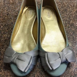 J Crew leather flat with satin bows
