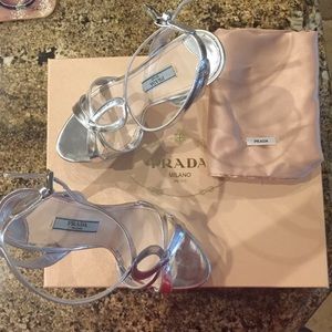 Prada silver heels size 36