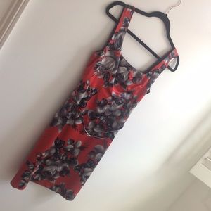 Yoana Baraschi Red Satin Dress w Black Flowers | 4