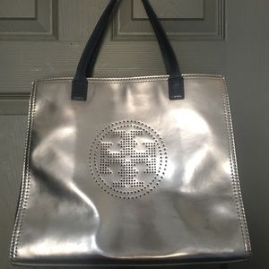 Tory Burch Metallic/Canvas Tote
