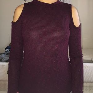 Cold shoulder purple top