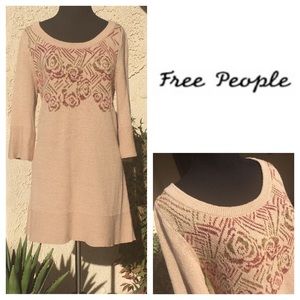Free People Rose Print Sweater Dress