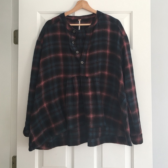 MOVING SALE Free People Plaid Peplum Swing Top