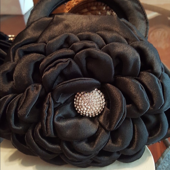 Black silk evening bag