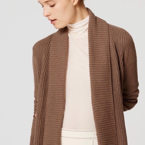 Loft Textured Knit Open Cardigan