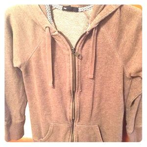 XS Heather Brown 3/4 Length Zip Up Hoodie