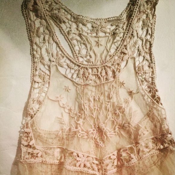Boutique see through cream tunic