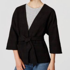 Loft Textured Black Belted Kimono