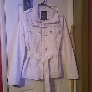White faux leather coat