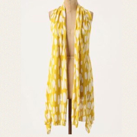 Anthropologie Adore yellow & white long vest