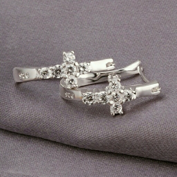 Earrings 925 Silver Plated Stud Dangle drop style - Picture 3 of 3