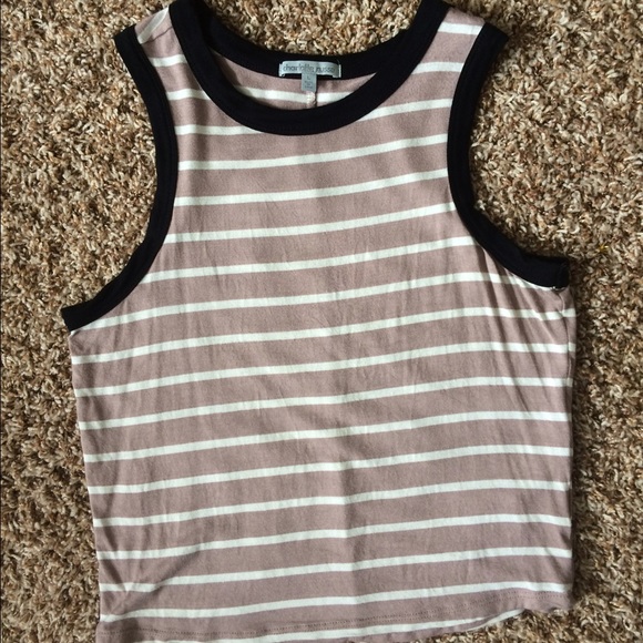 American Apparel Tops - Striped high neck crop top