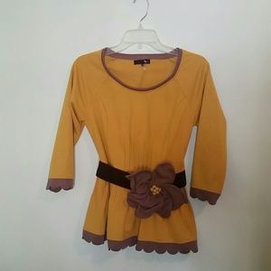 Ryu Yellow and Brown Blouse
