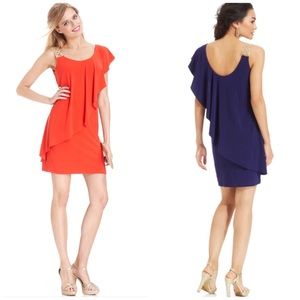 NWT Betsy & Adam One-Shoulder Ruffle Dress