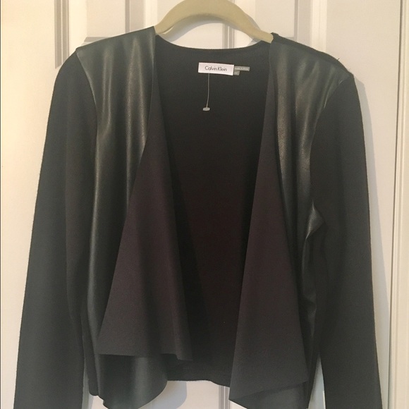 Black Calvin Klein pleather cardigan