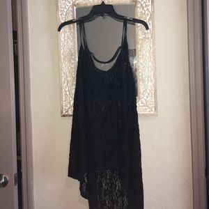 sheer lace black tank