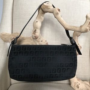 Fendi Zucca Monogram Black Canvas Shoulder Bag