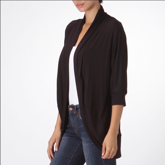 3/4 Sleeve Open Cardigan. - Picture 2 of 4