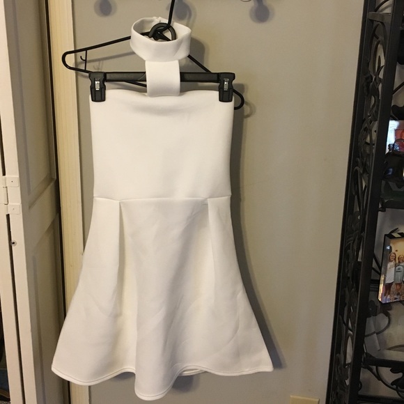 White wrap neck dress