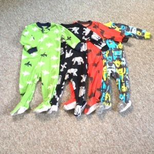 Lot of 4 Carters Fleece Footie Footed Pajamas 12M