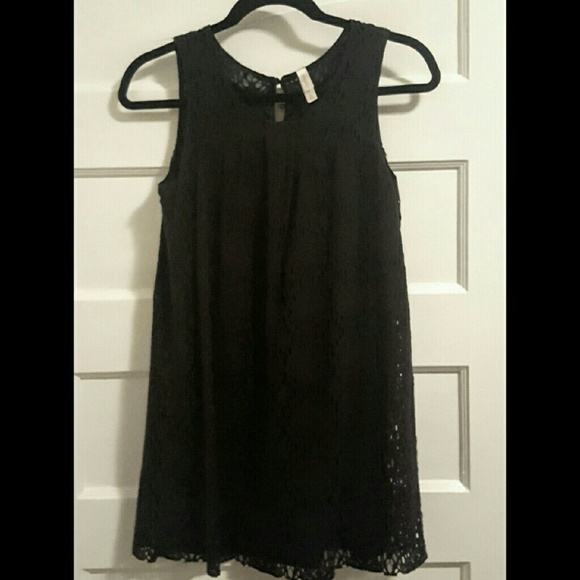 Black Eyelet Sleeveless Shift Dress Sz M