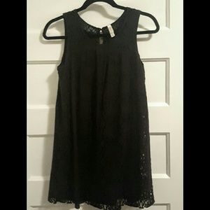 Black Eyelet Sleeveless Shift Dress Sz M