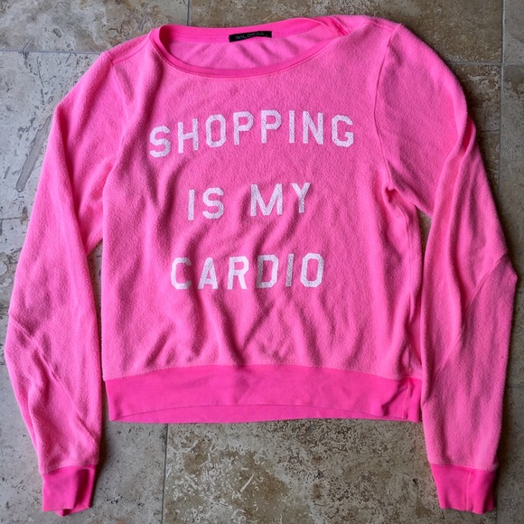 Wildfox Shopping Is My Cardio Baggy Beach Jumper