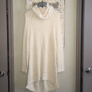 long cream sweater tunic