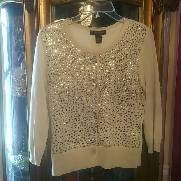 WHITE HOUSE BLK MARKET EMBELLISHED SWEATER