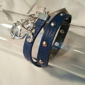 Dark Blue Nautical Wrap Bracelet