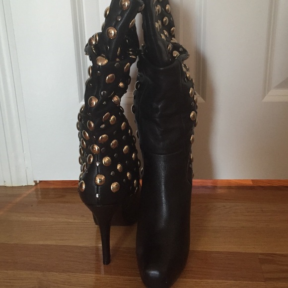 Studded leather boots size 8 - Picture 3 of 4