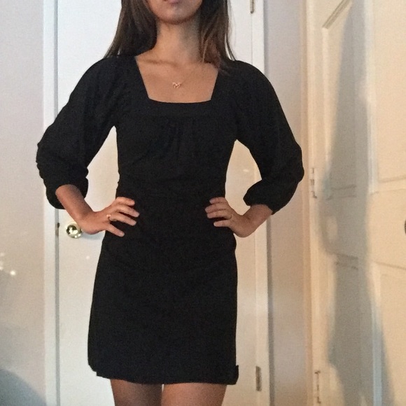 Black 3/4 Sleeve Tie Dress