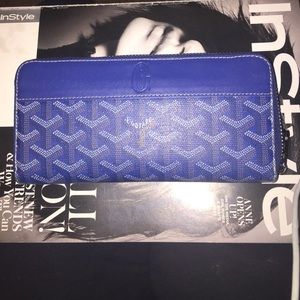 Used Goyard Blue Zip Wallet