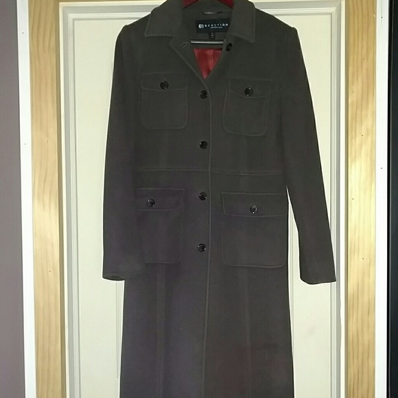 Kenneth Cole Long Button Wool/Cashmere Blend Coat
