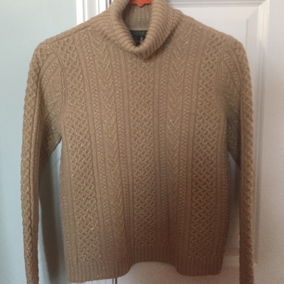 Gold metallic cable knit turtleneck - Picture 4 of 4