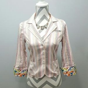 Women's Robert Graham Cotton & Silk Stripes Blazer