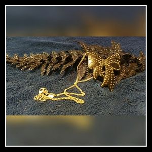 Black Studded Bow Necklace 18"L
