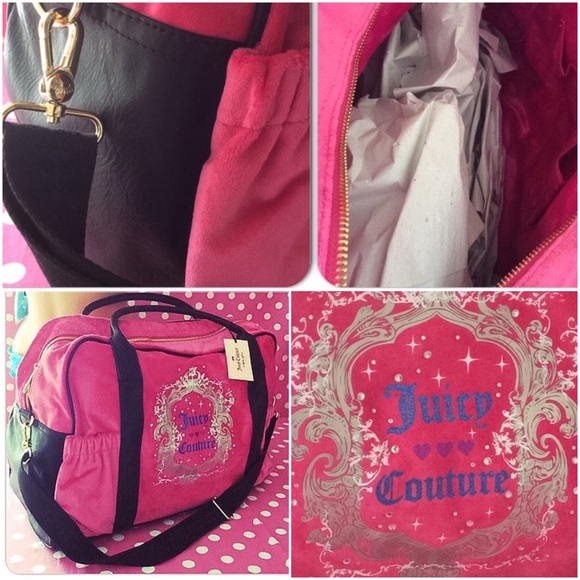 LAST‼️JUICY COUTURE Pink Velour Weekender Bag - Picture 4 of 4
